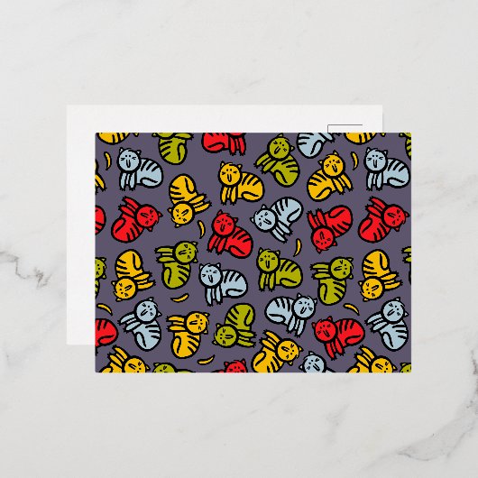 Katten en bananen folie uitnodiging briefkaart (Voorkant / Achterkant)