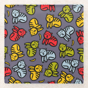 Katten en bananen glazen onderzetter