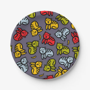 Katten en bananen papieren bordje