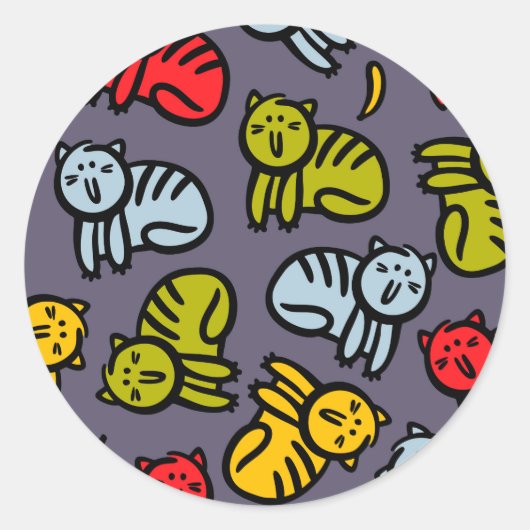 Katten en bananen ronde sticker (Voorkant)