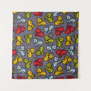 Katten en bananen wandkleed