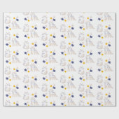 Katten en bloemen op wit cadeaupapier (Vlak)