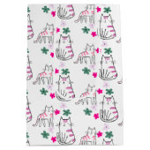 Katten en bloemen op wit medium cadeauzakje (Achterkant)