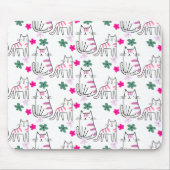 Katten en bloemen op wit muismat (Voorkant)