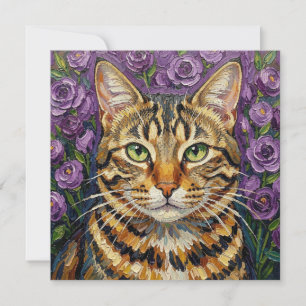 Katten- en bloemmotief Schattige artistieke kat
