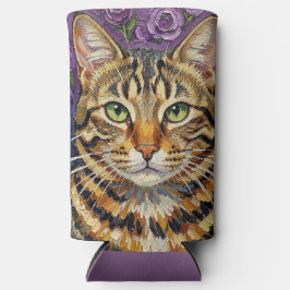 Katten- en bloemmotief | Schattige artistieke kat 