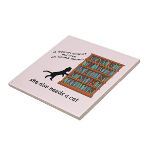 Katten en boeken tegeltje