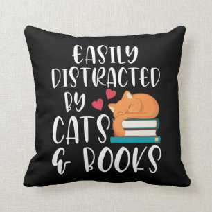 Katten- en Boekenliefhebber Kitty verslaafd Boeken Kussen