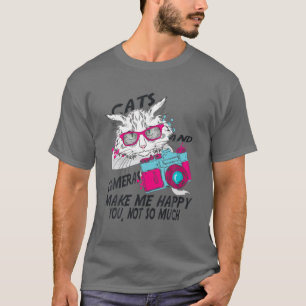 Katten en camera's maken me blij, niet zo veel t-shirt