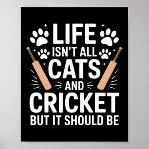 Katten en cricket grappige cricket poster