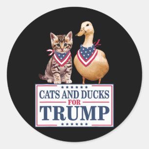 Katten en eenden voor Trump 2024 Kittens en eenden Ronde Sticker