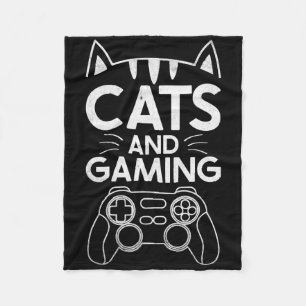 Katten en gamen Funny Cat Lover Gaming Gift Gamer Fleece Deken