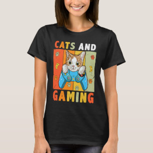 Katten en gamen voor de kat-gamer videogame spelen t-shirt