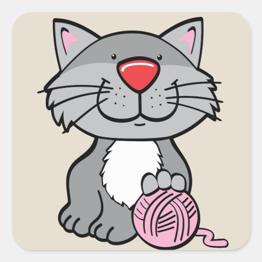 katten- en garen-stickers vierkante sticker (Voorkant)