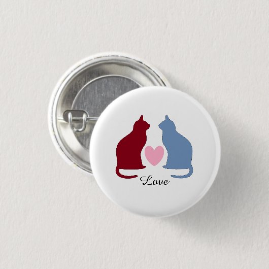 Katten en hart ronde button 3,2 cm (Voorkant /achterkant)