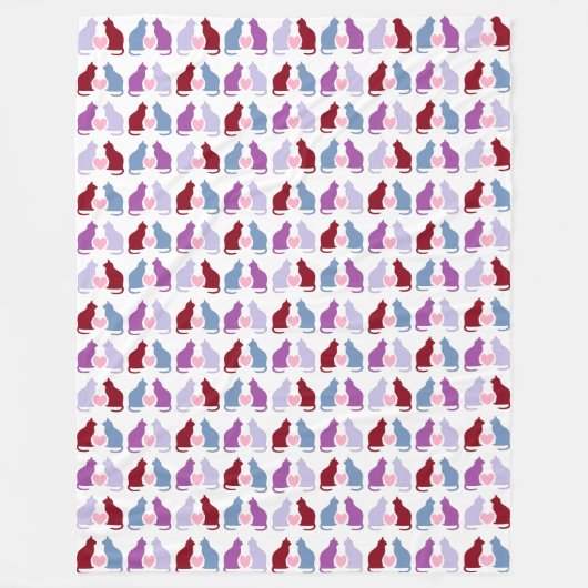 Katten en harten fleece deken (Voorkant)