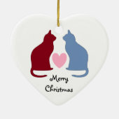 Katten en harten Kerst Keramisch Ornament (Achterkant)
