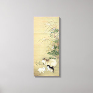Katten en herfst Planten, onbekende artiest Canvas Afdruk
