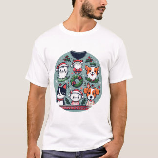 Katten en Honden Kerstmis T-shirt