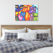 Katten en honden kleurrijk Abstract originele dier Canvas Afdruk (Insitu (Slaapkamer))