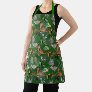 Katten en honden patroonontwerp op groen schort