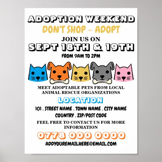 Katten en honden, Pet Adoption Event Adverteren Poster (Voorkant)