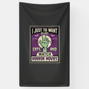 Katten En Horrorfilms Halloween-ontwerp Spandoek
