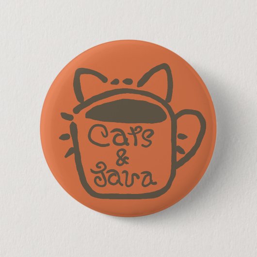 Katten en Java Brown Outline Ronde Button 5,7 Cm (Voorkant)