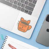 Katten en Java Brown Outline Sticker (Laptop met iPhone)