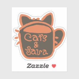 Katten en Java Sinaasappel Outline Sticker
