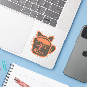 Katten en Java Sinaasappel Outline Sticker (Laptop met iPhone)