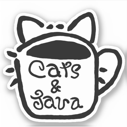 Katten en Java Zwart Sticker (Voorkant)