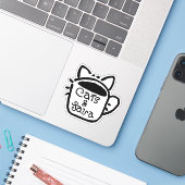 Katten en Java Zwart Sticker (Laptop met iPhone)
