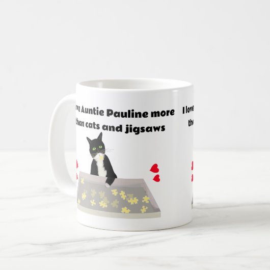 Katten en jigsaws maken dat ik lach op kattenpuzze koffiemok (Voorkant links)