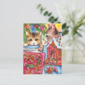 Katten en koekjeskoekjes briefkaart (Staand voorkant)