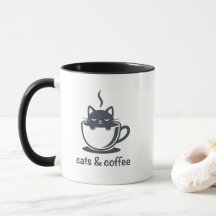 Katten en koffie Minimalistische Noir katachtige q