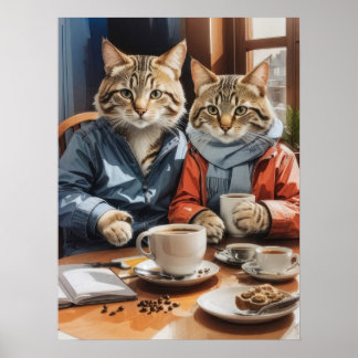 Katten en koffie poster