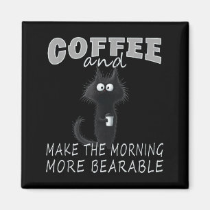 Katten- en koffie T-shirt ontwerp, grappige kat oc Magneet