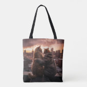 Katten en liefde bij de schemering op een tweezijd draagtas (Achterkant)