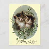 Katten en Mistletoe Nieuwjaar