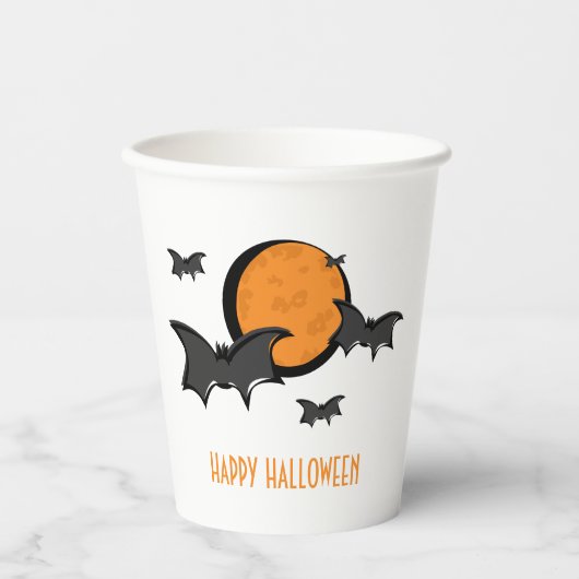 Katten en Moon Halloween Papieren Bekers (Voorkant)