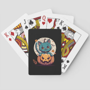 Katten en pompoenen voor een gelukkig Halloween! Pokerkaarten