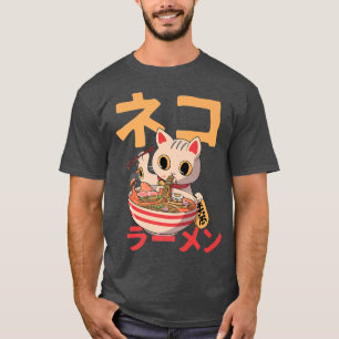 Katten en Ramen ontwerpen kawaii animatie Japanse T-shirt
