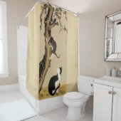 Katten en rijen douchegordijn (In situ)