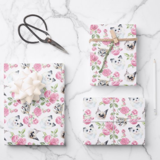 Katten en Rozen Inpakpapier Vel (Voorkant)
