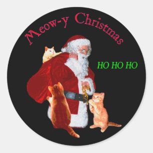 Katten en Santa Ronde Sticker