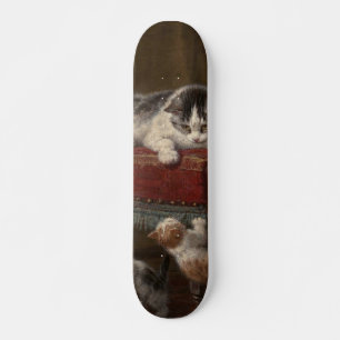 Katten en schilderijen skateboard