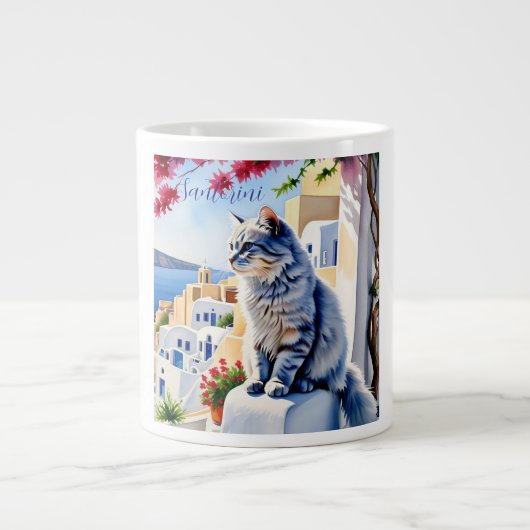 Katten en schoonheid van Santorini Extra Grote Beker (Voorkant)