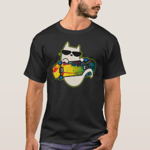 Katten- en skateboarden voor rolschaatsen t-shirt