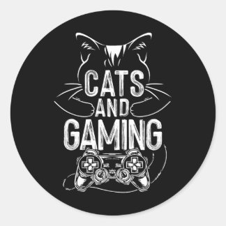 Katten en spelletjes voor gamerkatten ronde sticker